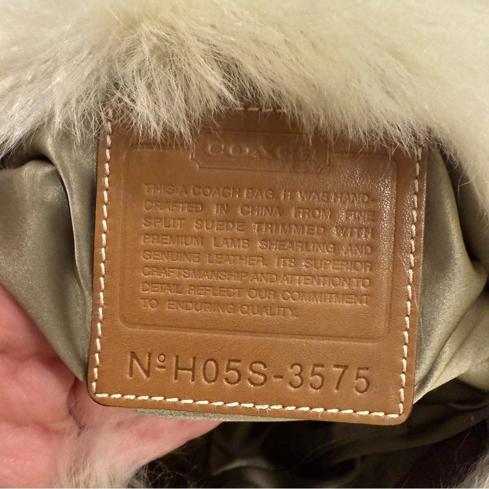 RARE COACH Lamb Shearling Suede Shoulder Bag 3575 Vintage Y2K Boho Grunge NWT - Picture 13 of 16
